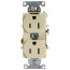 Heavy-Duty Industrial Specification Grade, Narrow Body, Duplex Receptacle, 2P, 15A - Ivory (125V)