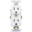 Industrial Specification Grade, Smooth Face Duplex Receptacle, 20A, 125V (White)