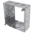 4" x 1-1/2" Deep Square Box Extension Ring w/ 1/2" & 3/4" Eccentric Knockouts