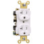 Industrial Extra Heavy-Duty Spec Grade Duplex Receptacle, 20A, 2P, Back & Side Wire, NEMA 5-20R - White (125V)