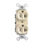 Hard Use Spec Grade Duplex Receptacle, 20A, 2 Pole, 3 Back & Side Wire, NEMA 5-20R - Ivory (125V)