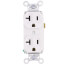Hard Use Spec Grade Duplex Receptacle, 20A, 2 Pole, 3 Back & Side Wire, NEMA 5-20R - White (125V)