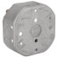 4" x 1-1/2" Deep Octagon Fan Box w/ 1/2" Knockouts, NM C-5 Cable Clamps