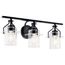 Everett 34" 3 Light Vanity Light w/ Clear Glass (Black)