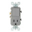 Single-Pole Decora Combination Light Switch, Rocker & Receptacle - Gray (120V)