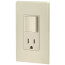 Single-Pole Decora Combination Switch, Rocker & Receptacle - Light Almond (120V)