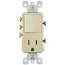 3-Way Decora 5-15R Combination Switch, Rocker & Receptacle - Ivory (120V)