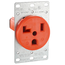 30A, 125V 2p, 3w, Flush Mtg Receptacle, Straight Blade, Grounding (Orange)