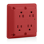 4-in-1 SuRGe Protective Quadruplex Receptacle Outlet,  15A, 125V Side Wire, NEMA 5-15R, 2-Pole, 3-Wire, Red