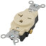 Narrow Body Single Receptacle, 20A, NEMA 6-20R - Ivory (250V)