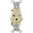 Narrow Body Single Receptacle, 20A, NEMA 6-20R - Ivory (250V)
