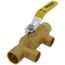 1" x 3/4" Pro-Pal Full Port Brass Ball Valve w/ Reversible Handle, Primary/Secondary Loop Purge Tee (600 WOG)