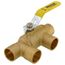 1" x 1" Pro-Pal Full Port Brass Ball Valve w/ Reversible Handle, Primary/Secondary Loop Purge Tee