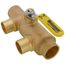 1-1/4" x 1" Pro-Pal Full Port Brass Ball Valve w/ Reversible Handle, Primary/Secondary Loop Purge Tee (600 WOG)