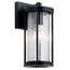 Barras 11.5" 1 Light Outdoor Wall Light w/ Clear Ribbed Glass (Black)