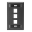 Single-Gang Quickport, Wallplate w/ ID Windows, 3-port (Black)