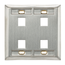 Stainless Steel Quickport, Wallplate, Dual-Gang, 4-port, w/ ID Windows