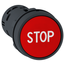 Harmony XB7 Monolithic Push Button, White Marked STOP, Spring Return, 1 NO + 1 NC - Red
