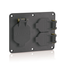 Two-Gang Coverplate, 1- 1.56" Diameter w/ Weather-resistant Flip-lid, 1- Duplex w/ Weather-resistant Flid-lid (Black)