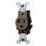 Single Receptacle Outlet,  Smooth Face, 20A, 125V Side Wire, NEMA 5-20R, 2-Pole, 3-Wire, Grounding (Brown)