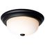 2 Light 13" Flush Mount Matte Black Finish Opal Glass