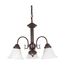 Ballerina 3 Light 20" Chandelier w/ Alabaster Glass Bell Shades