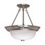 3 Light 15" Semi-Flush Alabaster Glass