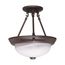 2 Light 11" Semi-Flush Alabaster Glass