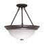 3 Light 15" Semi-Flush Alabaster Glass