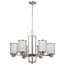 Odeon 6 Light (convertible up/down) Chandelier w/ Satin White Glass