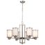 Odeon 6 Light (convertible up/down) Chandelier w/ Satin White Glass