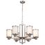 Odeon 6 Light (convertible up/down) Chandelier w/ Satin White Glass