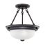 2 Light 11" Semi-Flush w/ Frosted White Glass