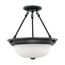 2 Light 13" Semi-Flush w/ Frosted White Glass