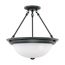 3 Light 15" Semi-Flush w/ Frosted White Glass