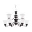 Empire 9 Light 32" Chandelier w/ Frosted White Glass
