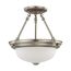 2 Light 11" Semi-Flush w/ Frosted White Glass