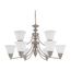 Empire 9 Light 32" Chandelier w/ Frosted White Glass