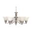 Empire 6 Light 26" Chandelier w/ Alabaster Glass Bell Shades