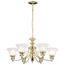 Empire 6 Light 26" Chandelier w/ Alabaster Glass Bell Shades