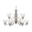Empire 9 Light 32" Chandelier w/ Alabaster Glass Bell Shades 2 Tier