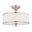Candice 3 Light Semi-Flush Fixture w/ Pleated White Shade