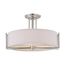 Gemini 3 Light Semi-Flush Fixture w/ Slate Gray Fabric Shade