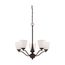 Patton 5 Light Chandelier (Arms Up) w/ Frosted Glass