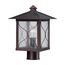 Vega 1 light Outdoor Post Fixture w/ Clear Seed Glass