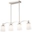 Laguna 4 Light Island Pendant Brushed Nickel w/ White Glass