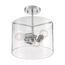 Sommerset 3 Light Semi-Flush Fixture Brushed Nickel Finish w/ Clear Glass