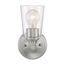 Bransel 1 Light Vanity Fixture Brushed Nickel Finish w/ Clear Seeded Glass