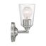 Bransel 1 Light Vanity Fixture Brushed Nickel Finish w/ Clear Seeded Glass