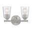 Bransel 2 Light Vanity Fixture Brushed Nickel Finish w/ Clear Seeded Glass